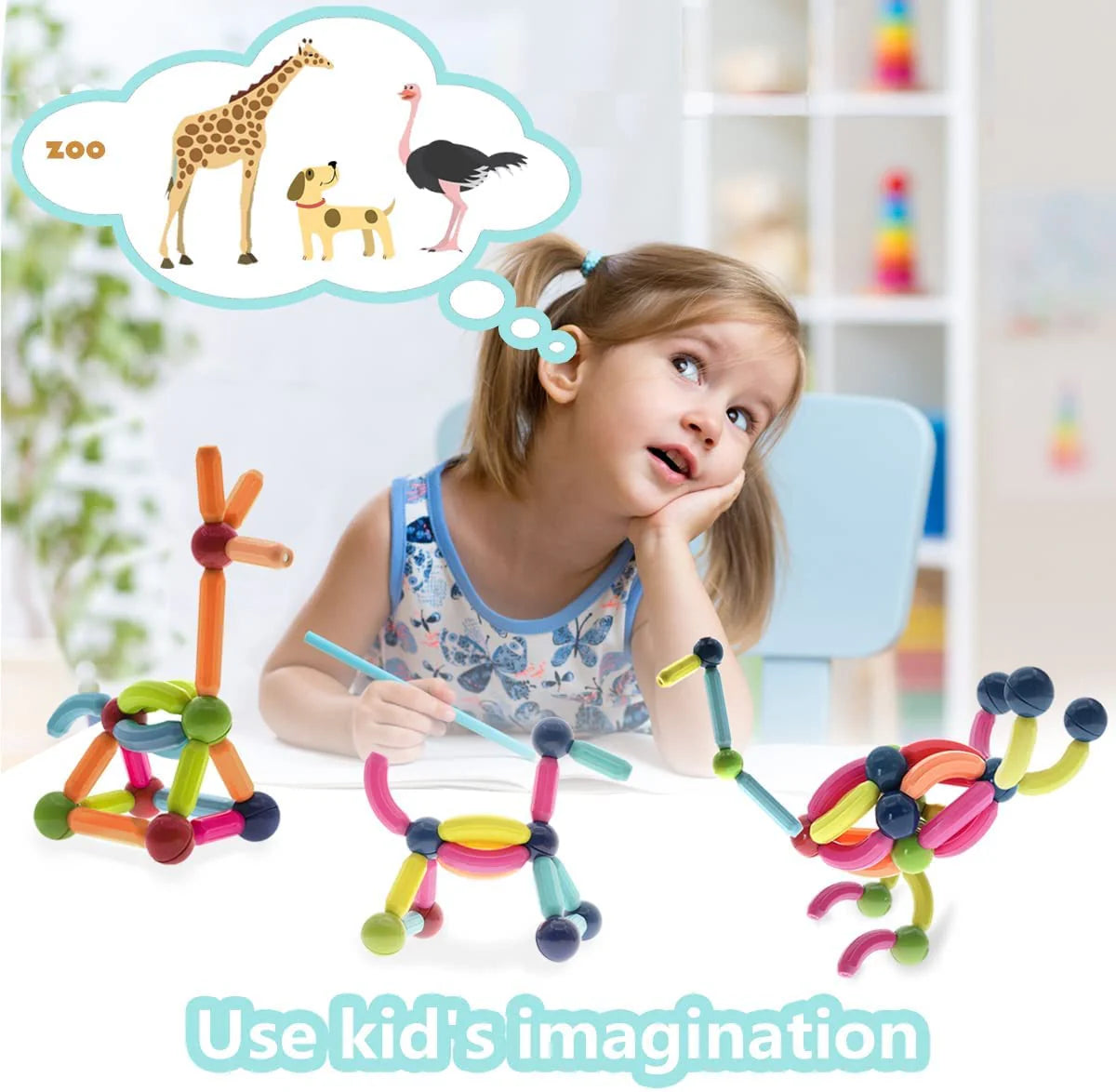 Magnetic Sticks™ Cognitive Enhancement Building Blocks For Kids